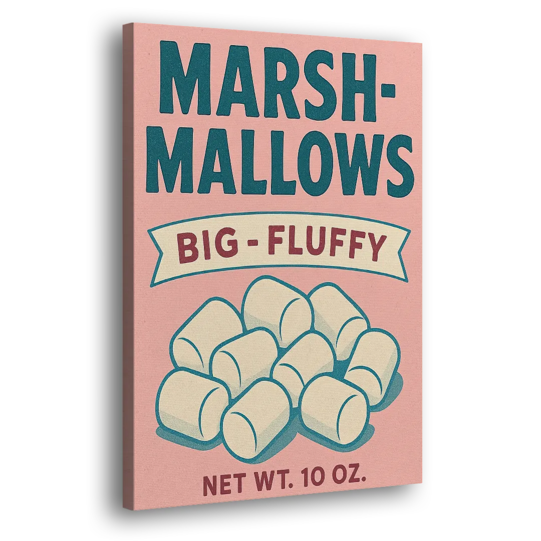 Vintage Big Fluffy Marshmallow Side - Canvas Wall Art