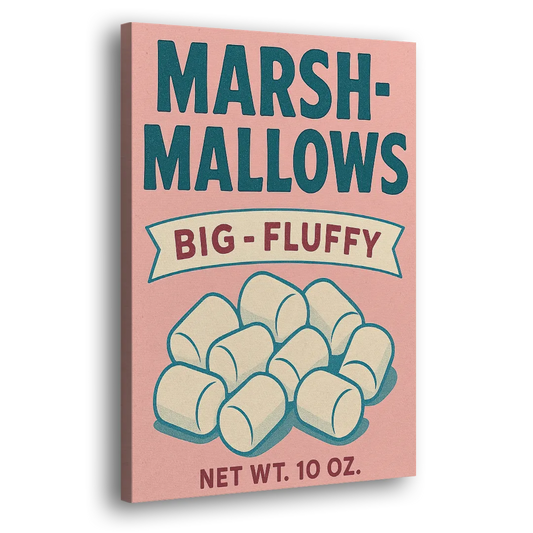 Vintage Big Fluffy Marshmallow Side - Canvas Wall Art