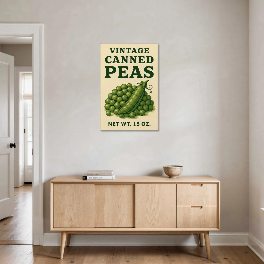 Vintage Canned Peas - Canvas Wall Art - Coffee Table - 24x36