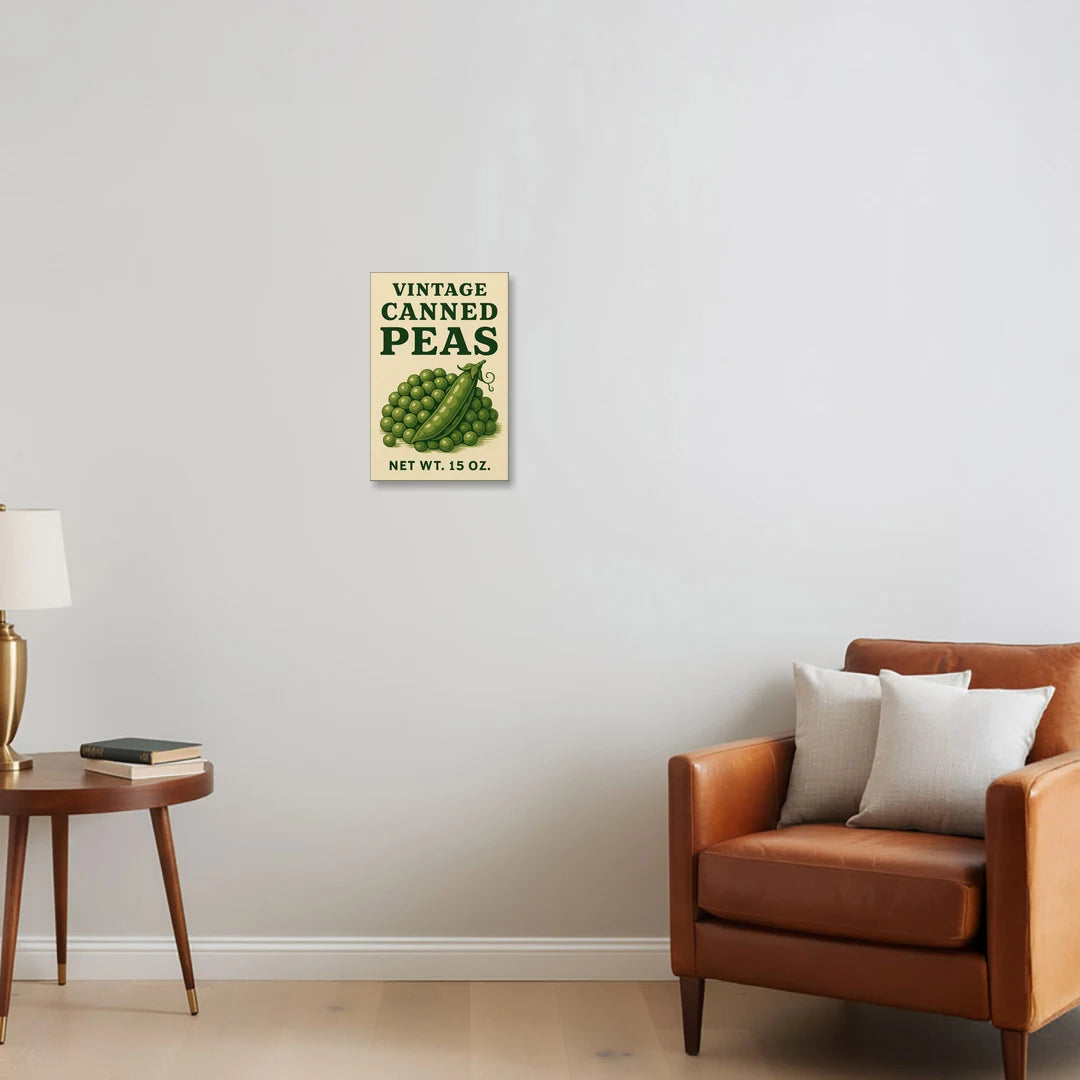 Vintage Canned Peas - Canvas Wall Art - Sofa - 12x18