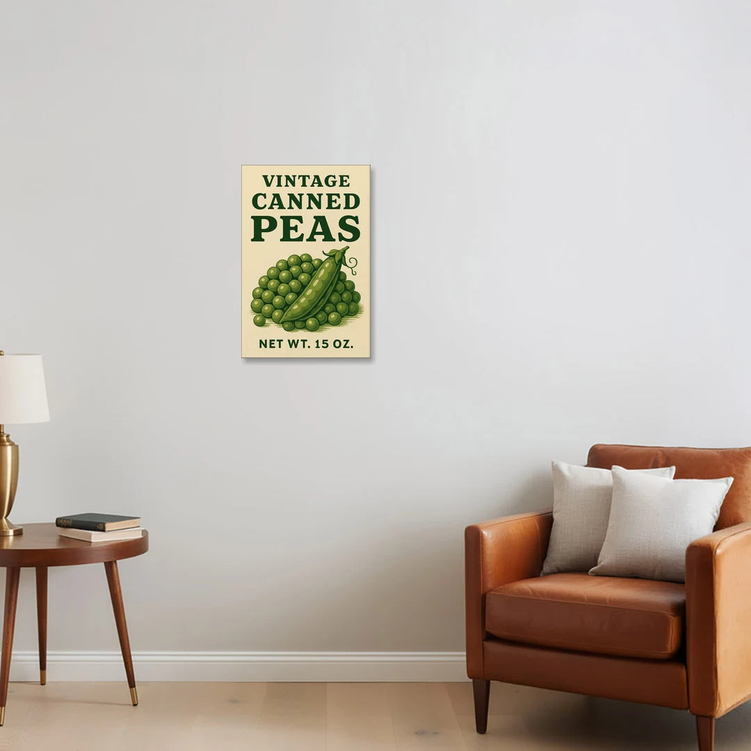 Vintage Canned Peas - Canvas Wall Art - Sofa - 16x24