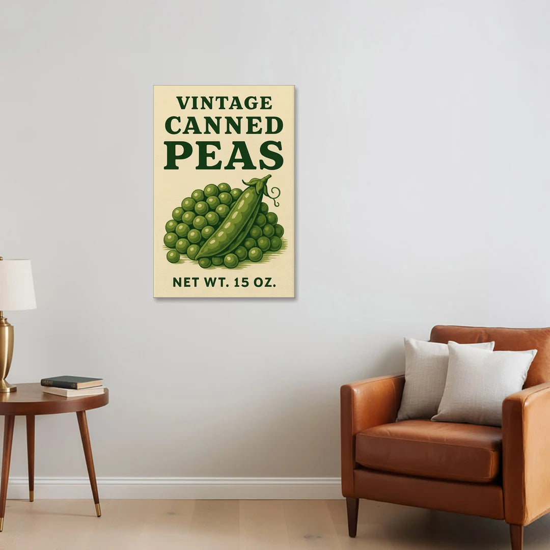 Vintage Canned Peas - Canvas Wall Art - Sofa - 24x36
