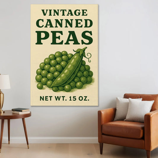 Vintage Canned Peas - Canvas Wall Art - Sofa - 40x60
