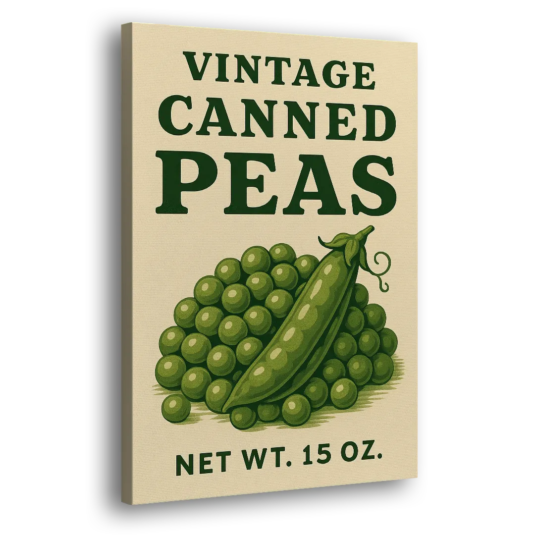 Vintage Canned Peas Side - Canvas Wall Art