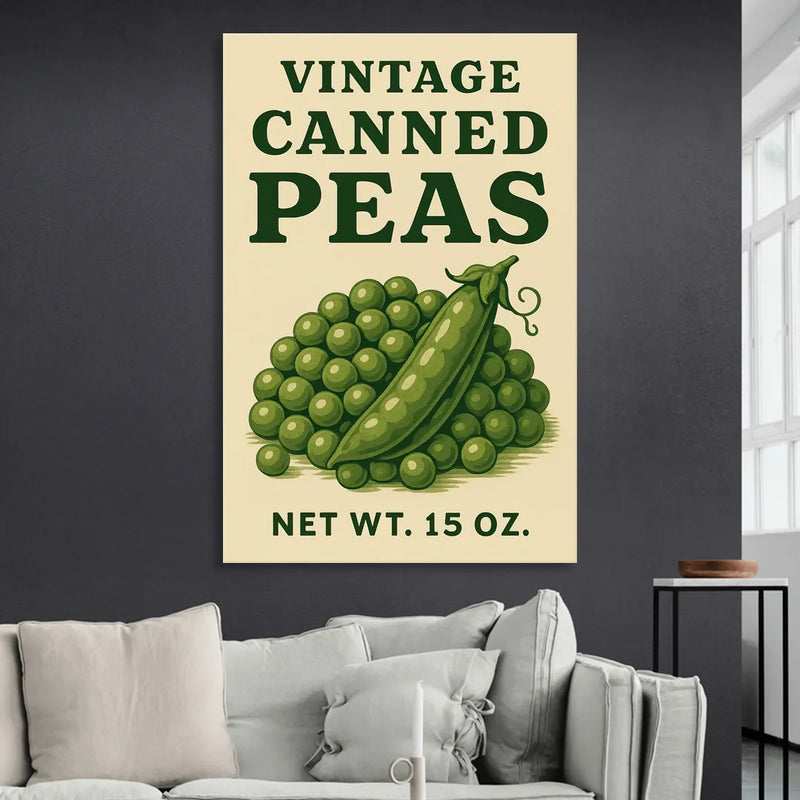 Vintage Canned Peas Sitting Room - Canvas Wall Art