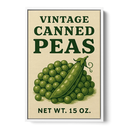 Vintage Canned Peas Front - White Canvas Wall Art