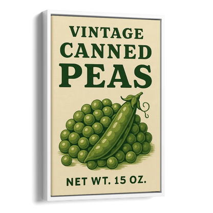 Vintage Canned Peas Side - White Canvas Wall Art