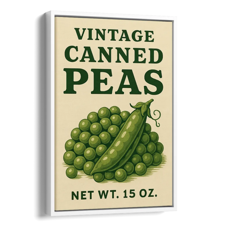 Vintage Canned Peas Side - White Canvas Wall Art