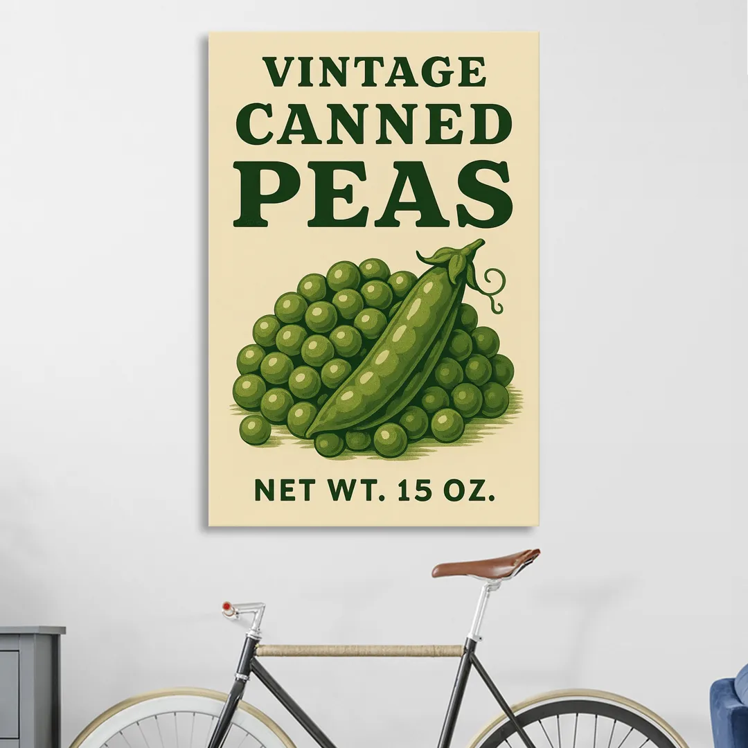 Vintage Canned Peas Living Room - Canvas Wall Art