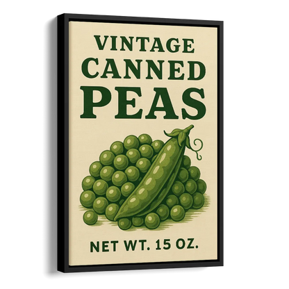 Vintage Canned Peas Side - Black Canvas Wall Art