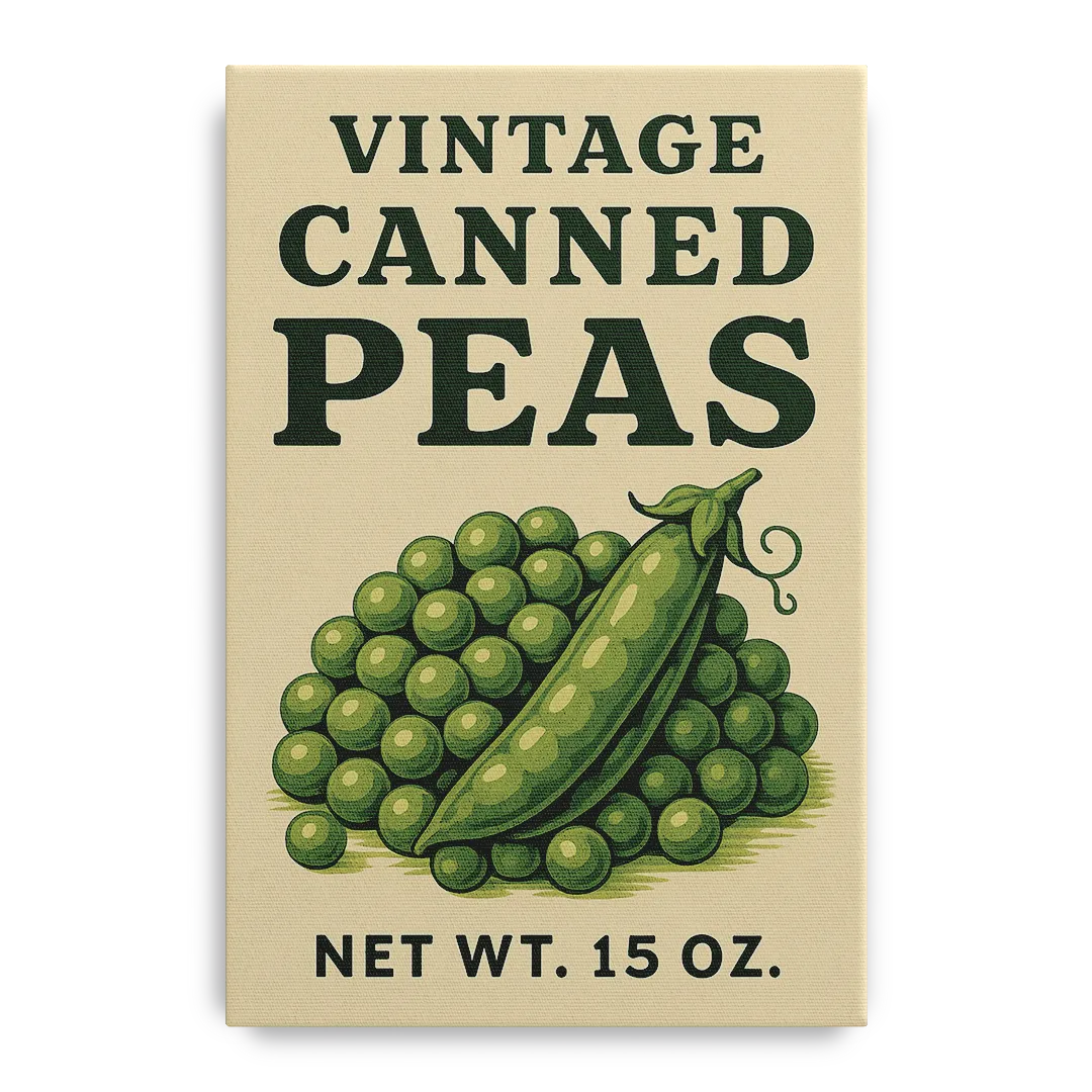 Vintage Canned Peas Front - Canvas Wall Art