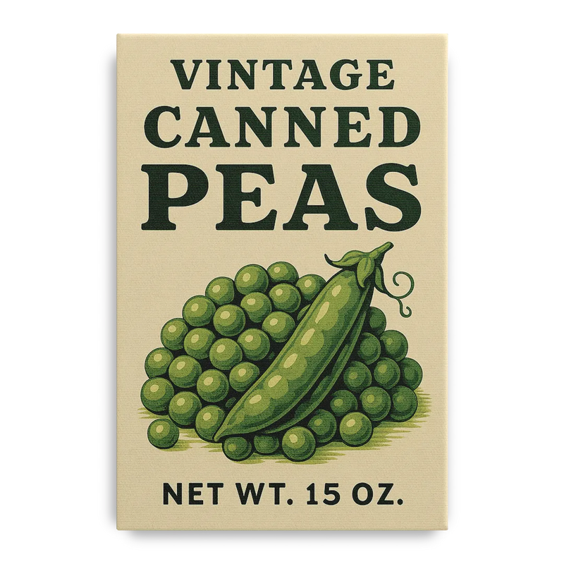 Vintage Canned Peas Front - Canvas Wall Art
