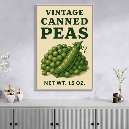 Vintage Canned Peas Sitting Room - White Canvas Wall Art
