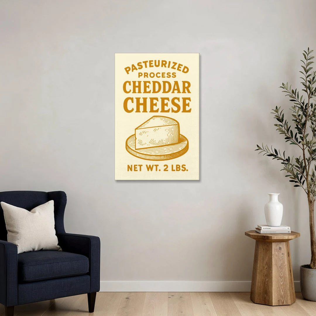 Vintage Cheddar Cheese - Canvas Wall Art - Sofa - 24x36