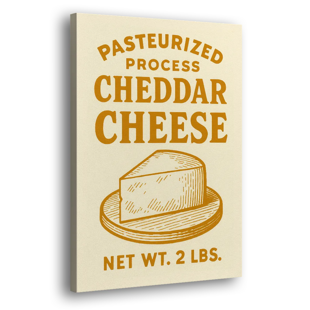 Vintage Cheddar Cheese Side - Canvas Wall Art