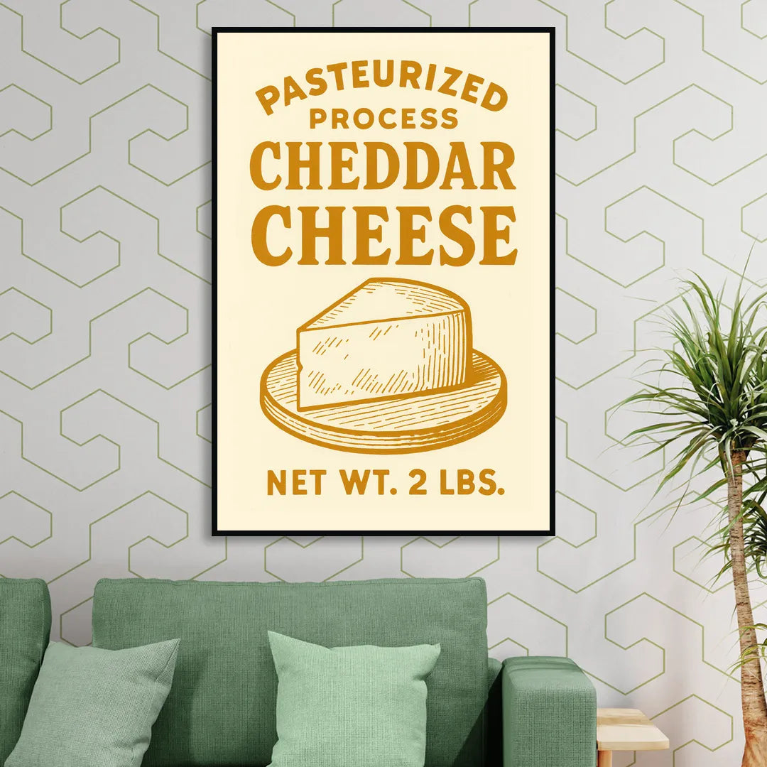 Vintage Cheddar Cheese Sitting Room - Black Canvas Wall Art