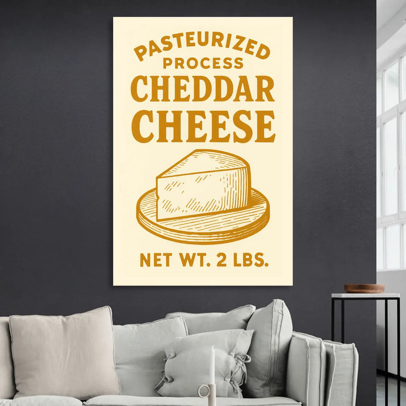 Vintage Cheddar Cheese Living Room - Canvas Wall Art