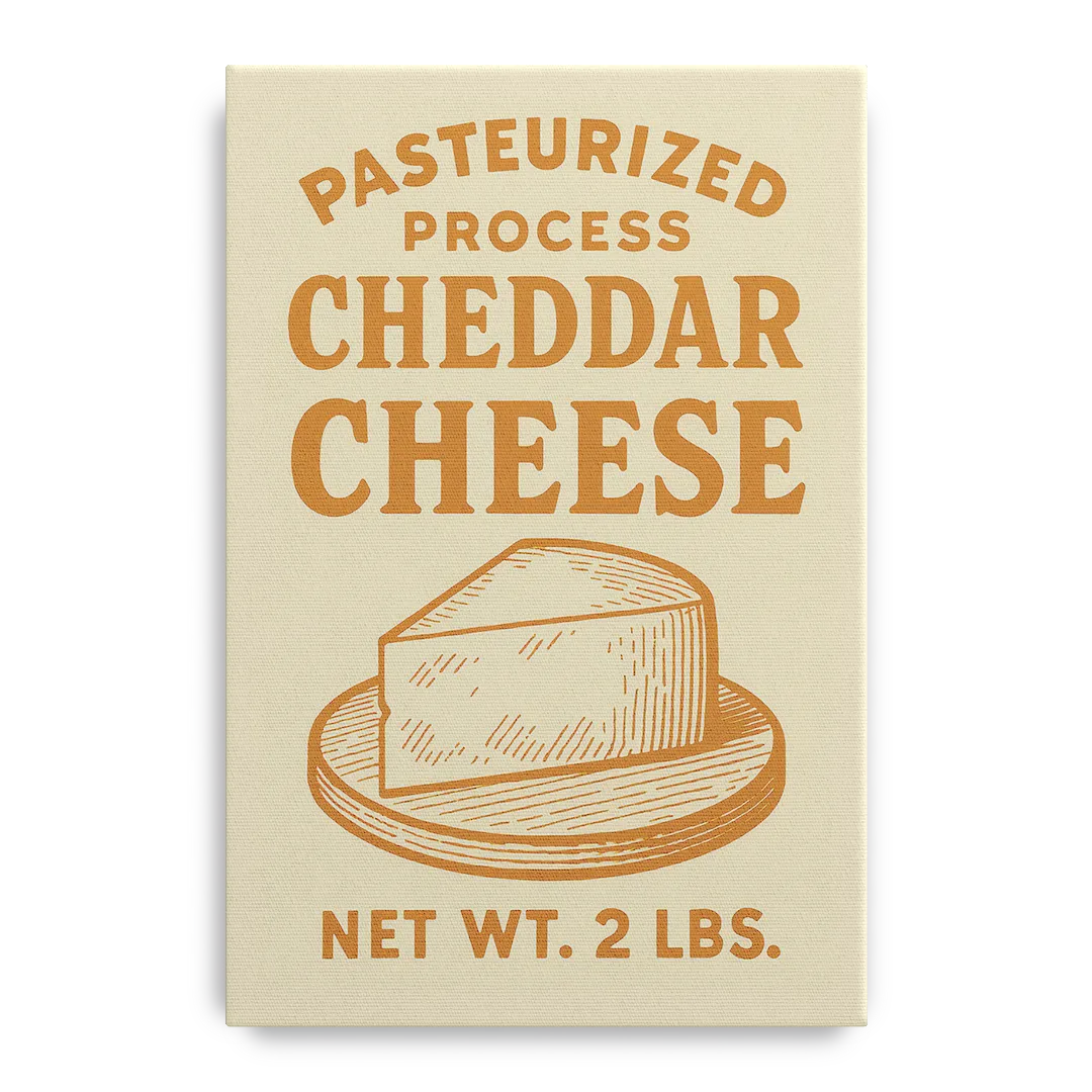 Vintage Cheddar Cheese Front - Canvas Wall Art