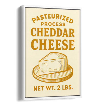 Vintage Cheddar Cheese Side - White Canvas Wall Art