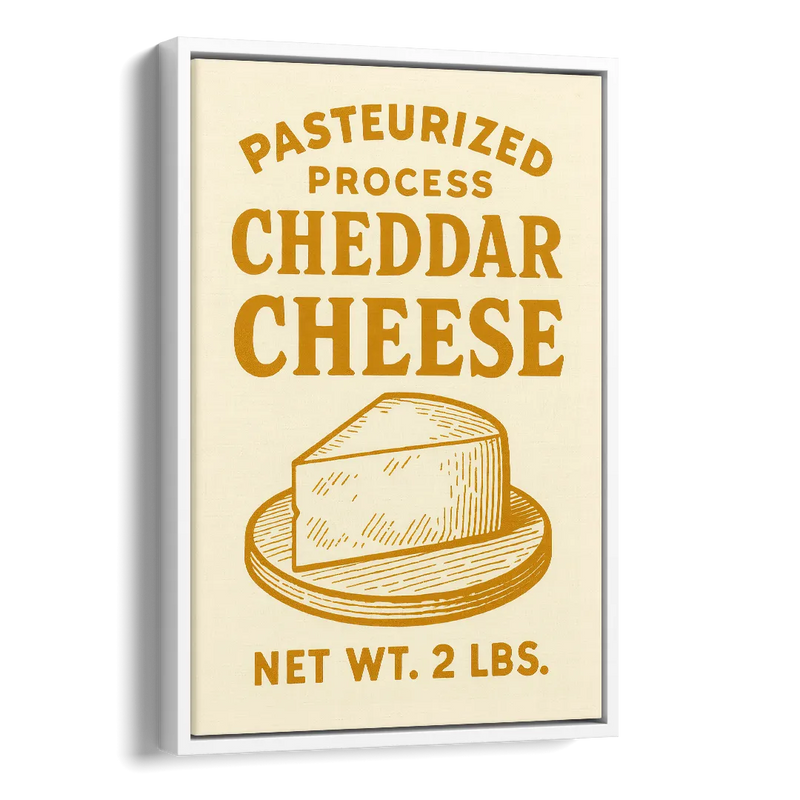 Vintage Cheddar Cheese Side - White Canvas Wall Art