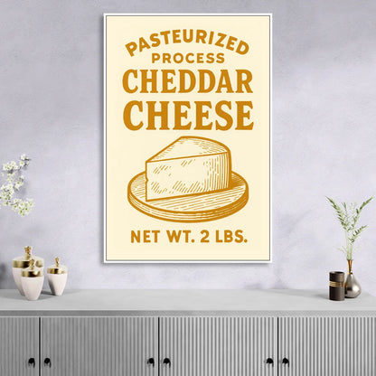 Vintage Cheddar Cheese Living Room - White Canvas Wall Art
