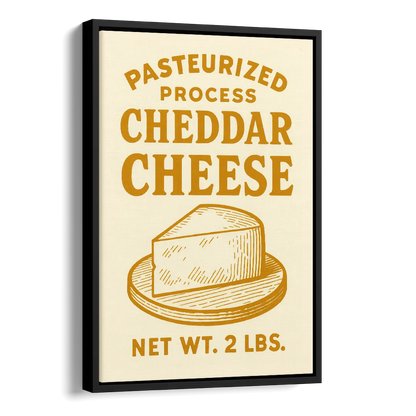 Vintage Cheddar Cheese Side - Black Canvas Wall Art