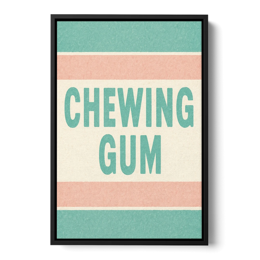Vintage Chewing Gum - Black Framed Canvas Wall Art - Front