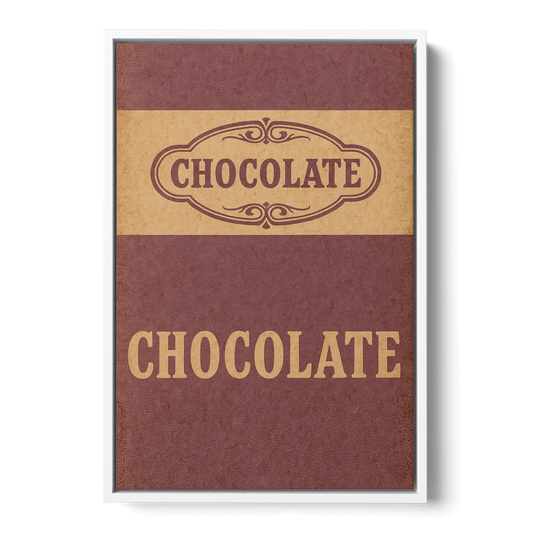 Vintage Chocolate Bar - White Framed Canvas Wall Art - Front