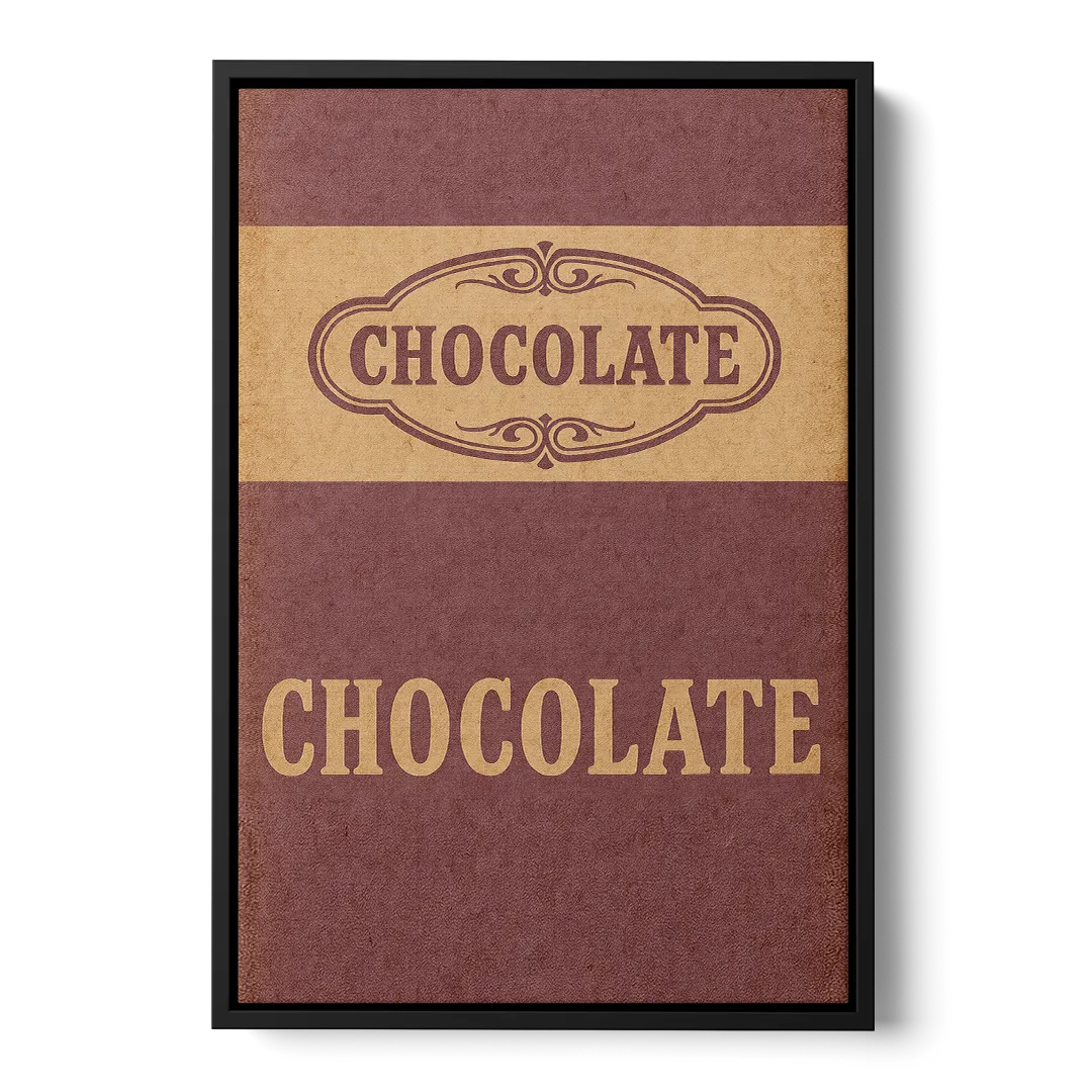 Vintage Chocolate Bar Front - Black Canvas Wall Art