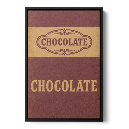 Vintage Chocolate Bar Front - Black Canvas Wall Art