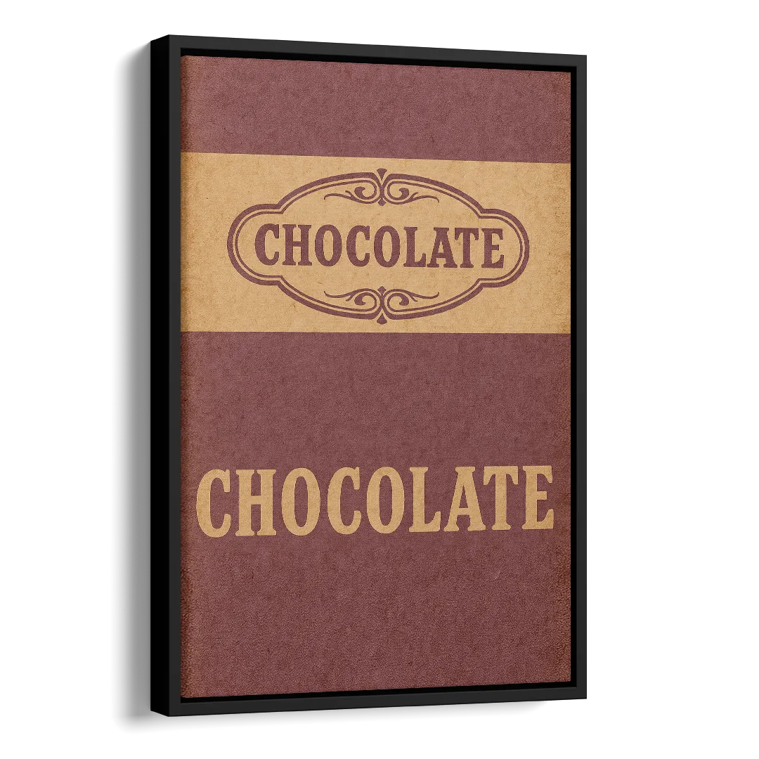 Vintage Chocolate Bar Side - Black Canvas Wall Art