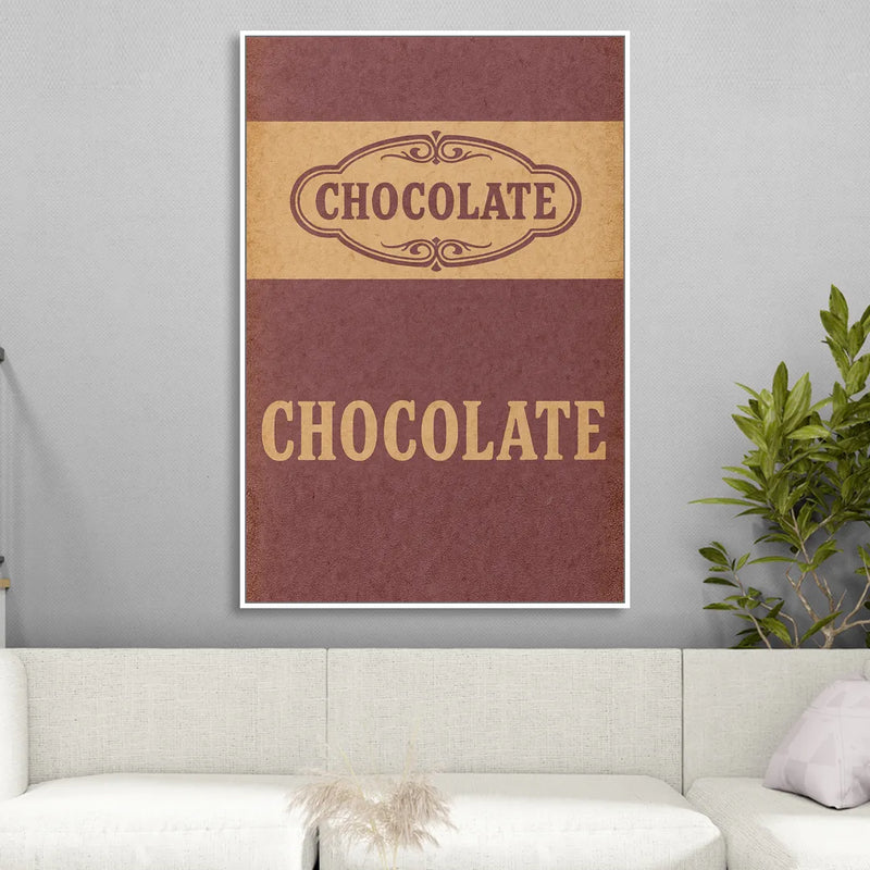 Vintage Chocolate Bar Living Room - White Canvas Wall Art