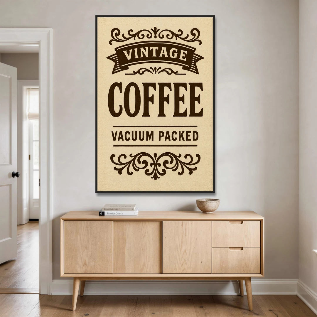 Vintage Coffee Vacuum Packed - Black Framed Canvas Wall Art - Coffee Table - 40x60