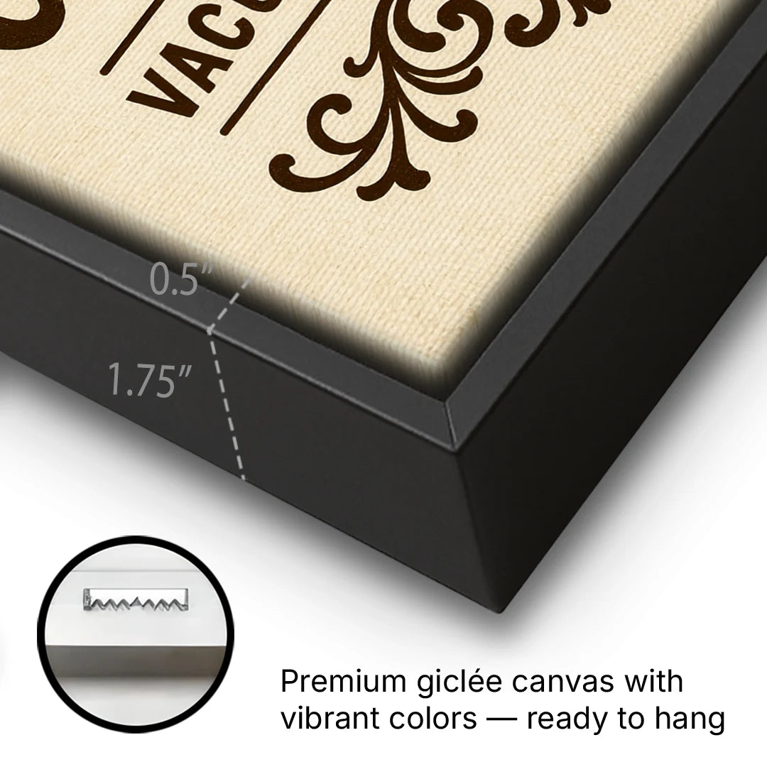 Vintage Coffee Vacuum Packed - Black Framed Canvas Wall Art - Gallery Wrap Corner