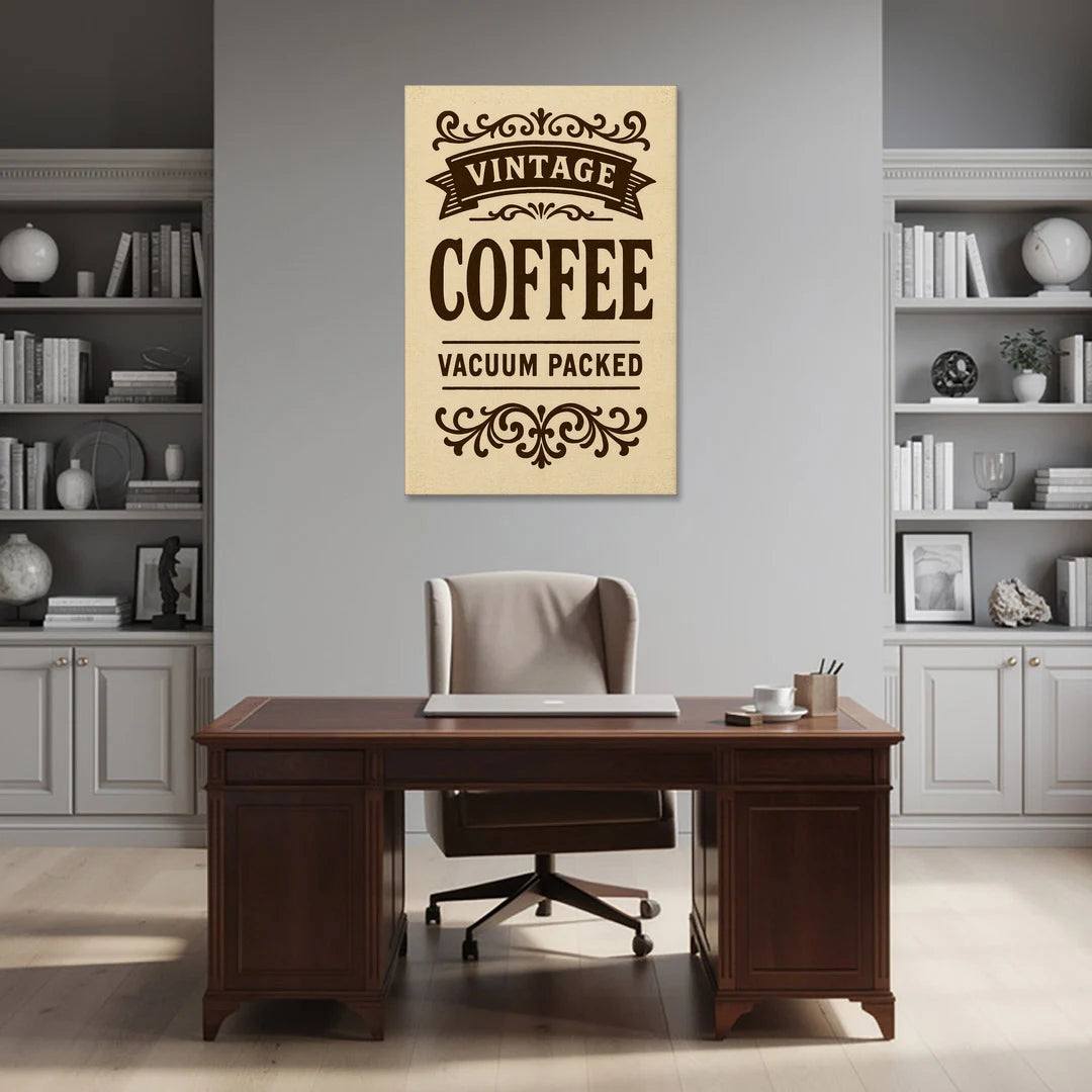 Vintage Coffee Vacuum Packed - Canvas Wall Art - Office - 32x48