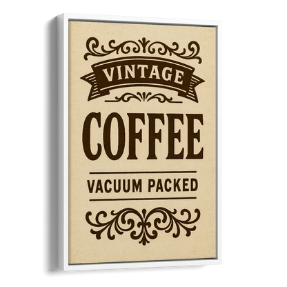 Vintage Coffee Vacuum Packed Side - White Canvas Wall Art