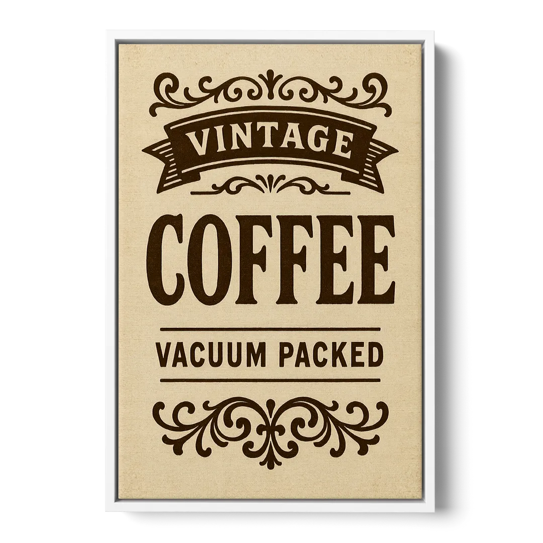 Vintage Coffee Vacuum Packed Front - White Canvas Wall Art