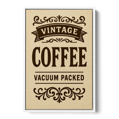 Vintage Coffee Vacuum Packed Front - White Canvas Wall Art