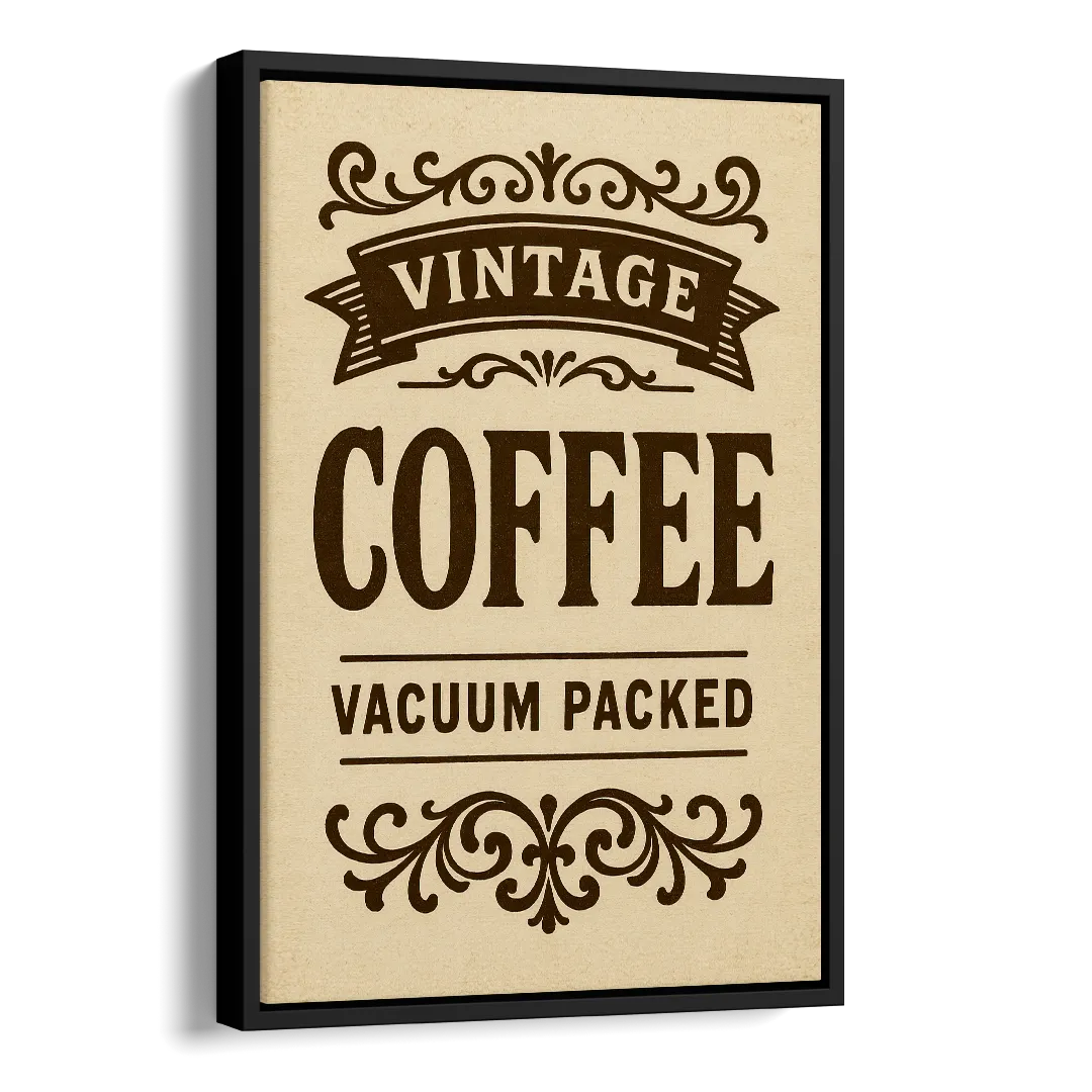 Vintage Coffee Vacuum Packed Side - Black Canvas Wall Art