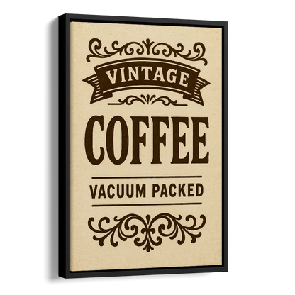 Vintage Coffee Vacuum Packed Side - Black Canvas Wall Art