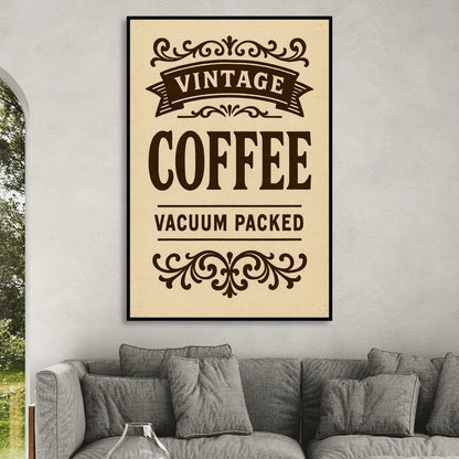 Vintage Coffee Vacuum Packed Sitting Room - Black Canvas Wall Art