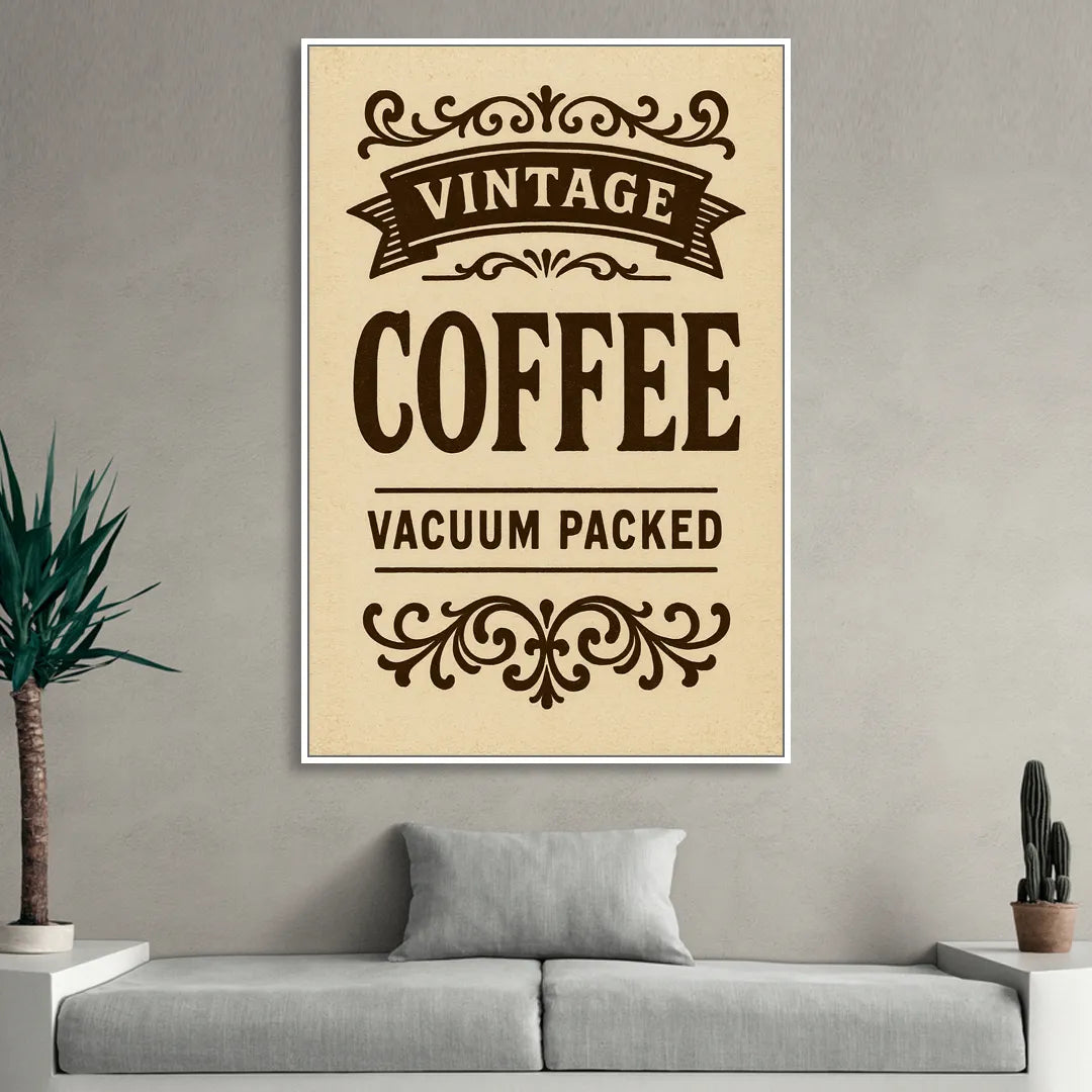 Vintage Coffee Vacuum Packed Living Room - White Canvas Wall Art