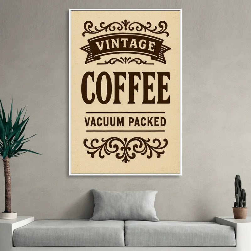 Vintage Coffee Vacuum Packed Living Room - White Canvas Wall Art