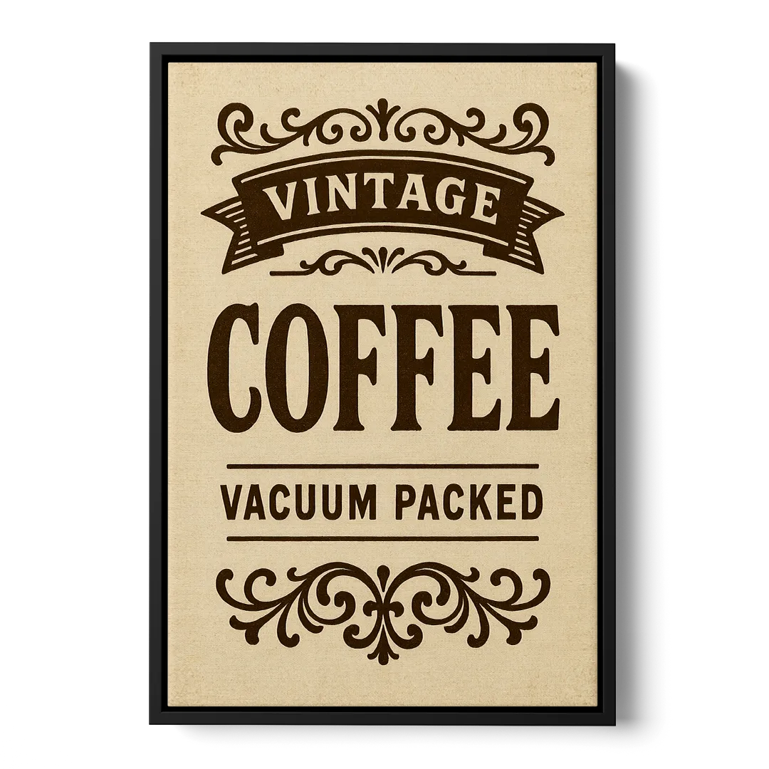 Vintage Coffee Vacuum Packed Front - Black Canvas Wall Art