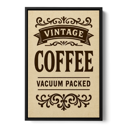 Vintage Coffee Vacuum Packed Front - Black Canvas Wall Art