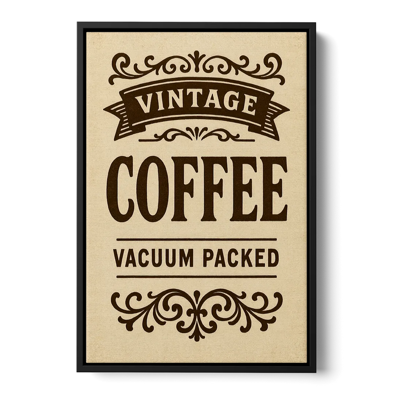 Vintage Coffee Vacuum Packed Front - Black Canvas Wall Art