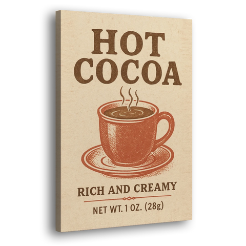 Vintage Creamy Hot Cocoa - Canvas Wall Art - Side