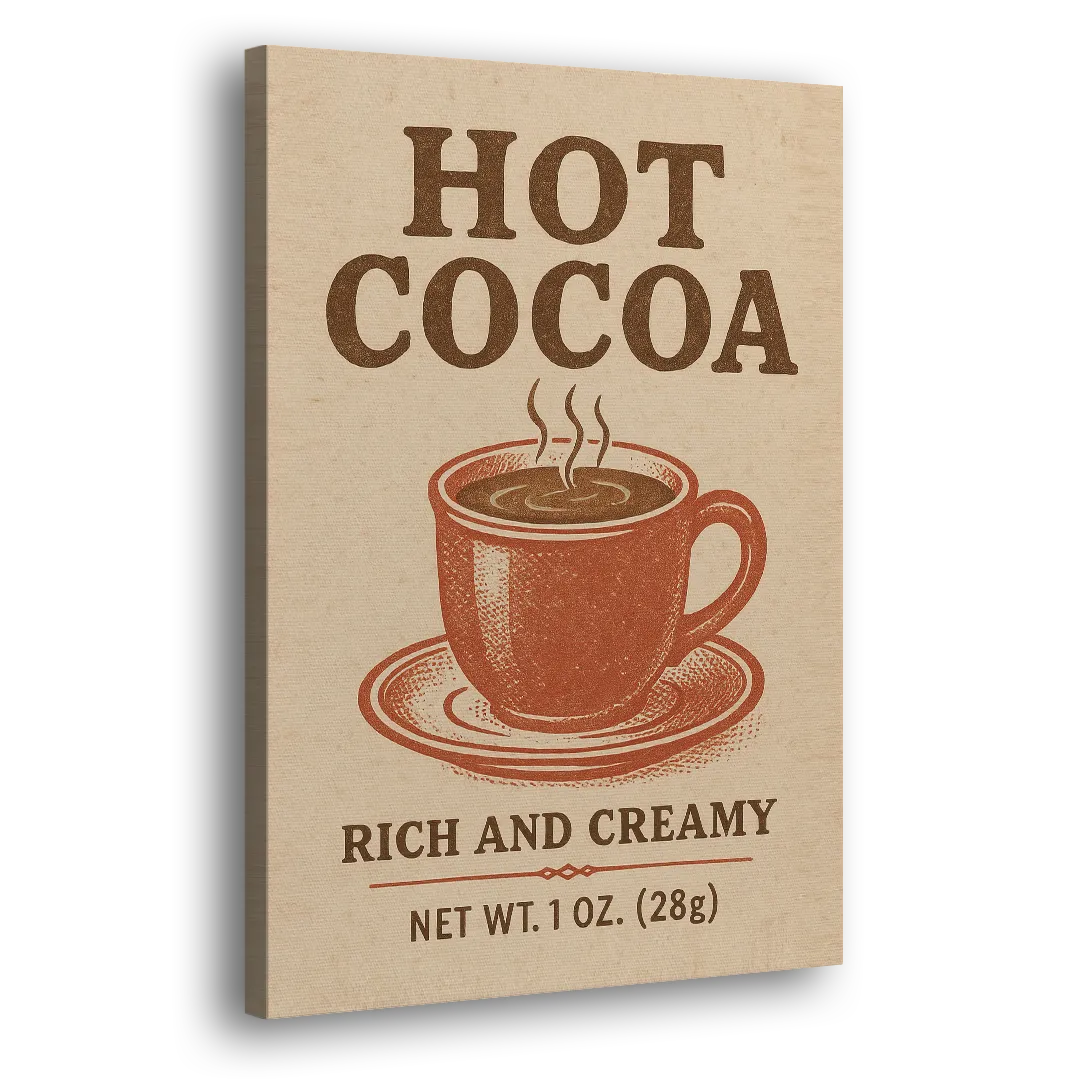 Vintage Creamy Hot Cocoa Side - Canvas Wall Art
