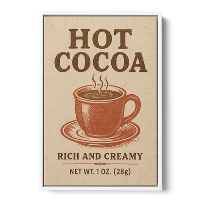 Vintage Creamy Hot Cocoa Front - White Canvas Wall Art