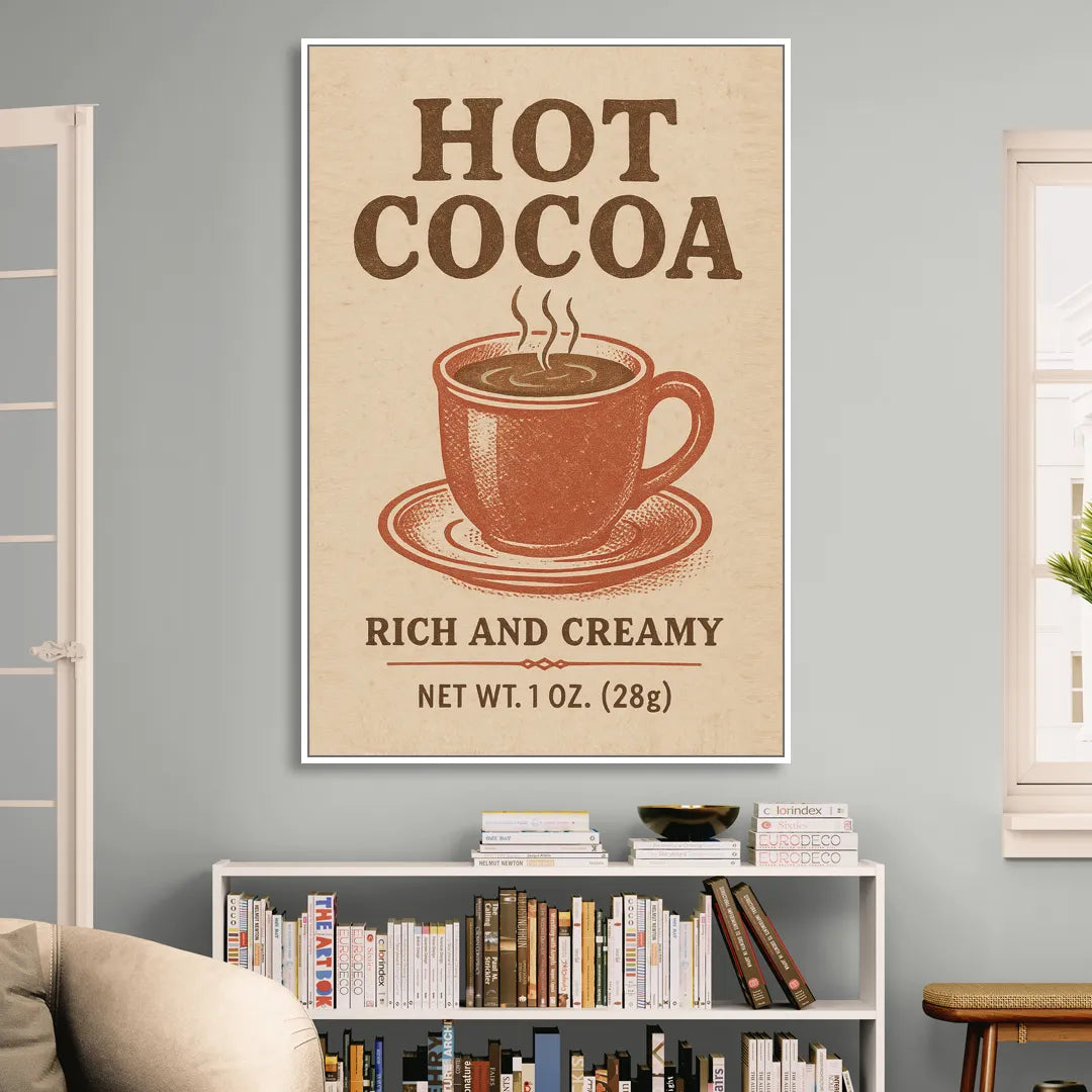 Vintage Creamy Hot Cocoa Sitting Room - White Canvas Wall Art